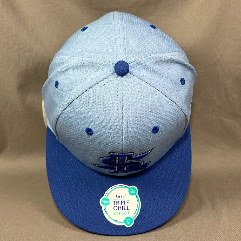 Land Sharks Travel Baseball The Game Pro Flex Fit M Hat Cap Blue Stretch Mens - Picture 7 of 14